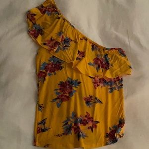 Guess one shoulder shirt floral yellow